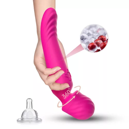 Masszázs vibrátor 9 rezgés, állandó 42 °C, USB töltés 22 cm rózsaszín
