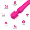 Masszázs vibrátor 9 rezgés, állandó 42 °C, USB töltés 22 cm rózsaszín