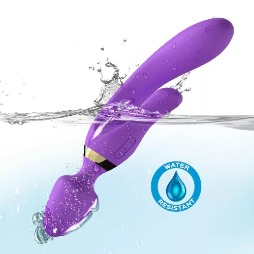 Magic Wand Vibrátor kettős stimuláció, 9 fokozat, USB-töltés, vízálló 23,6 cm lila