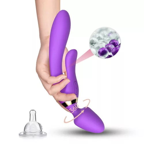 Magic Wand Vibrátor kettős stimuláció, 9 fokozat, USB-töltés, vízálló 23,6 cm lila