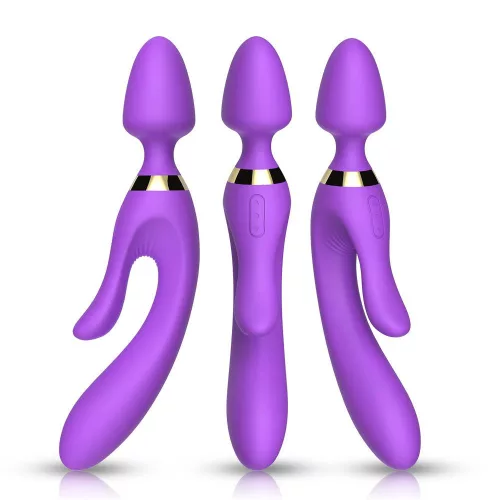 Magic Wand Vibrátor kettős stimuláció, 9 fokozat, USB-töltés, vízálló 23,6 cm lila