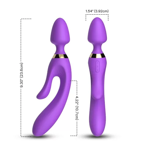 Magic Wand Vibrátor kettős stimuláció, 9 fokozat, USB-töltés, vízálló 23,6 cm lila