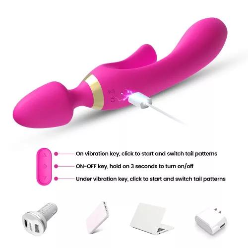 Magic Wand Vibrátor 9 rezgésfokozat, USB-töltés, vízálló rózsaszín 236 mm