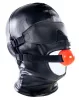 Fekete SM kötözős maszk gégeműtét gúnyával