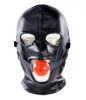 Fekete SM kötözős maszk gégeműtét gúnyával