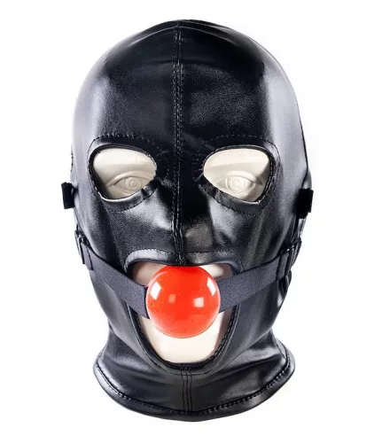 Fekete SM kötözős maszk gégeműtét gúnyával