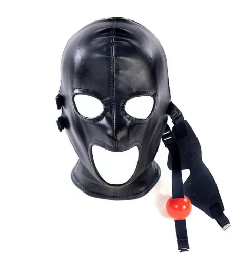 Fekete SM kötözős maszk gégeműtét gúnyával