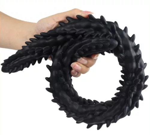 Scolop S – prémium fekete dupla dildó 40 cm hosszú