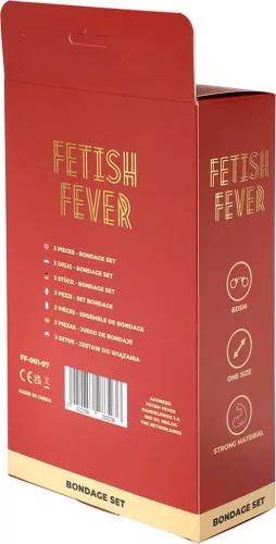 Fetish Fever Kötöző szett bilincs, maszk, ostor rózsaszín-fekete 3 részes