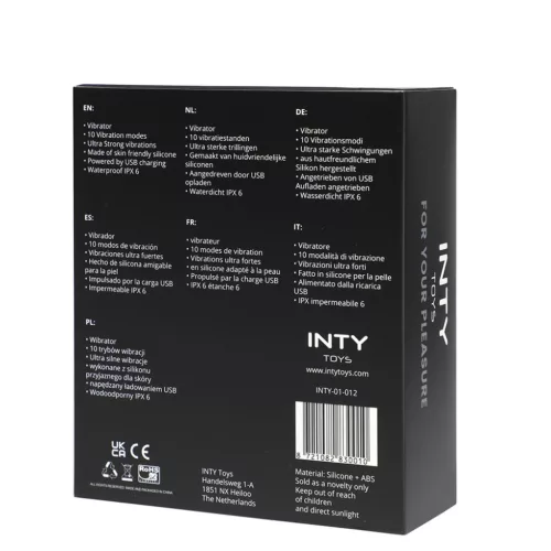 Inty Vibrátor 10 mód, USB-töltés, vízálló fekete szilikon