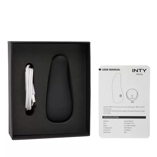 Inty Vibrátor 10 mód, USB-töltés, vízálló fekete szilikon