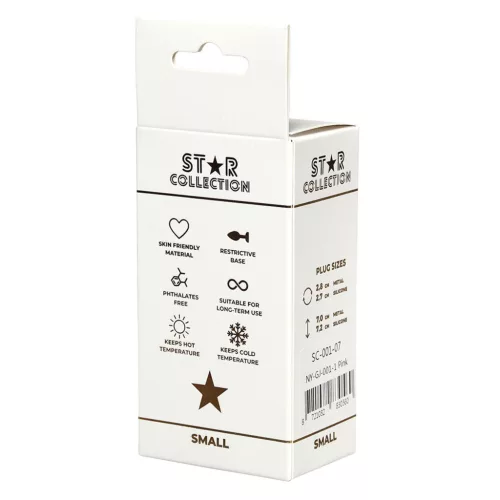 Star Collection Anál plug kompaktus sima tapintású világos rózsaszín kristály díszítéssel S