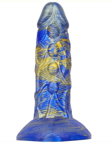 Dildo Fantasy Bulstrix – prémium kék-arany dildó 15cm