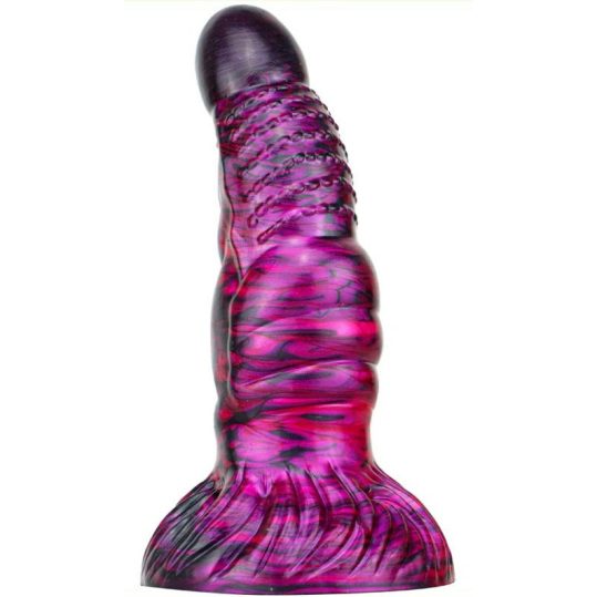 Fantasy Nirp – érzéki szilikon dildo 15 cm, lila-fekete