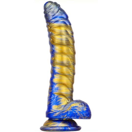 Dildo Fantasy Gasix – prémium kék-arany dildó 16 cm