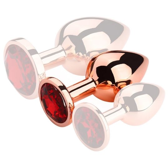 Bijou Rouge – prémium piros arany anális dugó M (7,5 x 3,3 cm)