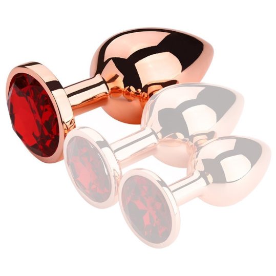 Bijou Rouge – prémium piros arany anális plug L 8,5 x 4 cm