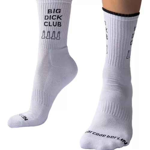 BIG DICK CLUB – stílusos fehér zokni fekete díszítéssel