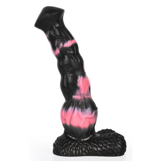 Arhulf – prémium állati formájú dildo, 21 x 6 cm, fekete-rózsaszín