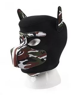 Puppy Neoprene – fekete-kamuflázs maszk kutyás stílusban