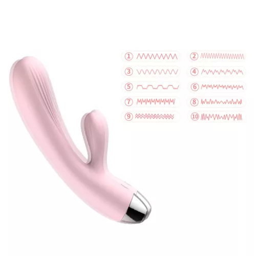 Wibrator Rezgő, Melegíthető, 10 mód USB rózsaszín szilikon