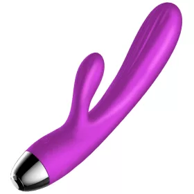   Wibrator królik Rezgő, pulzáló, melegíthető Lila USB töltés
