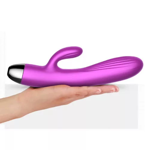 Wibrator królik Rezgő, pulzáló, melegíthető Lila USB töltés