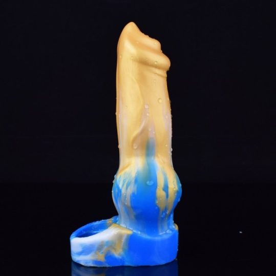 Prémium Yorki péniszhüvely – 17 x 6 cm, kék-sárga