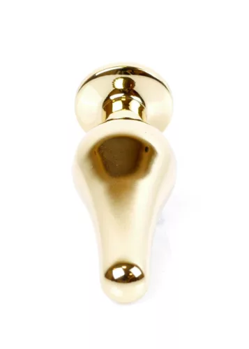 Anal plug Fém anatómiás forma, díszített 9,5 cm arany-rózsaszín