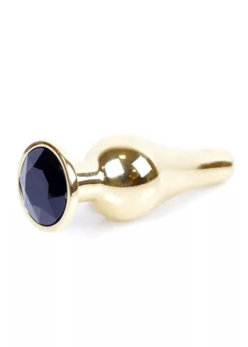 Anal plug Fém, anatómiás, ékszeres 9,5 cm fekete