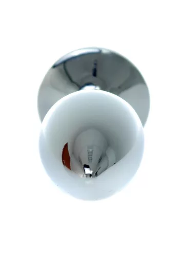 Anal plug Anatómiás, fém hűtő-melegítő 7 cm lila rózsa díszítéssel
