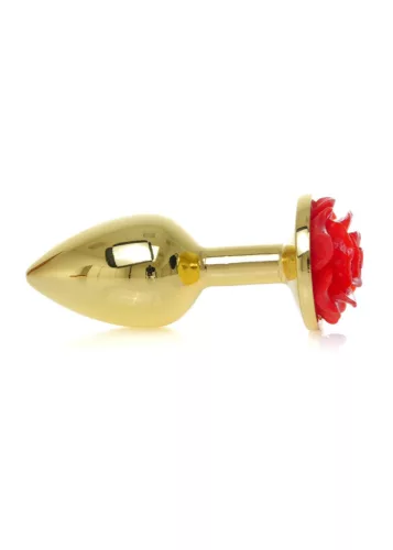 MyLove Toys Anál plug Anatómiás, fém, 7 cm piros rózsa