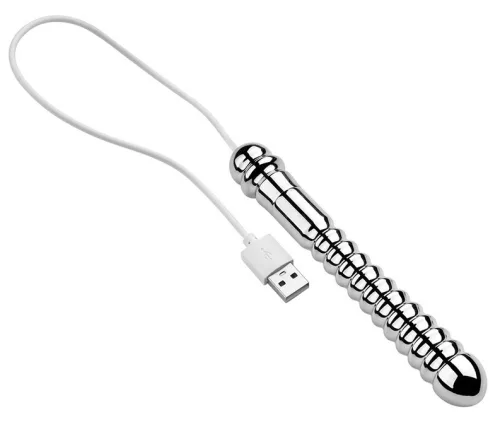 Fém dildó fűthető, hullámos felület 13,5 cm USB-töltés