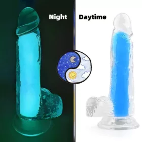 Color Glow – világító dildó, 15 cm, prémium élmény