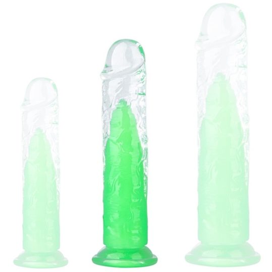 Jellis M – átlátszó zöld vibrátor 18 x 3,8 cm