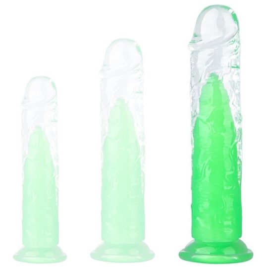 Jellis L – átlátszó zöld vibrátor (19 cm x 4 cm)