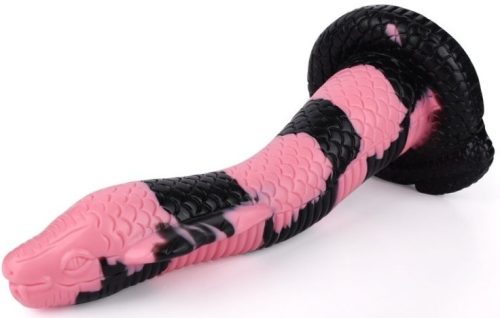 Cobra Snake Dildo – prémium, 18 cm-es fekete-rózsaszín eszköz