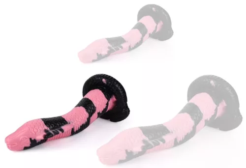 Cobra Snake M – prémium dildó fekete-rózsaszín 22 x 6 cm