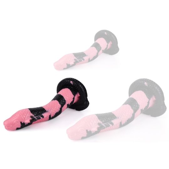 Cobra Snake M – prémium dildó fekete-rózsaszín 22 x 6 cm