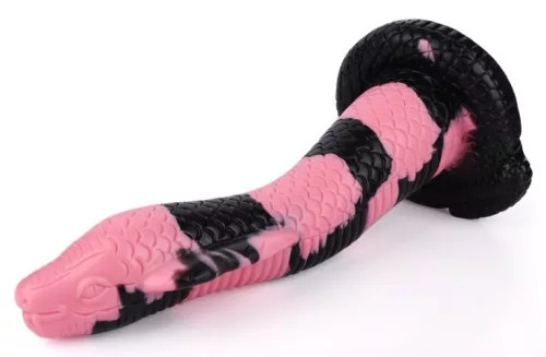 Cobra Snake M – prémium dildó fekete-rózsaszín 22 x 6 cm