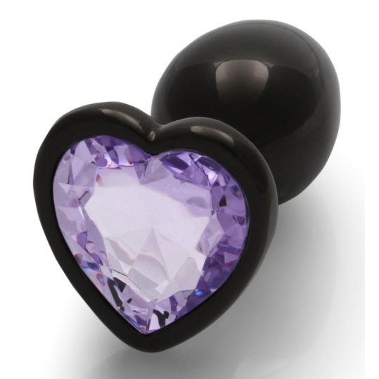 Bijou Heart Gem S – prémium anális kő, fekete-lila 6 x 2.6 cm