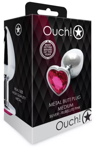 Bijou Heart Gem M – ezüst-rózsaszín anális gyöngy 7 cm