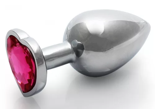 Bijou Heart Gem M – ezüst-rózsaszín anális gyöngy 7 cm