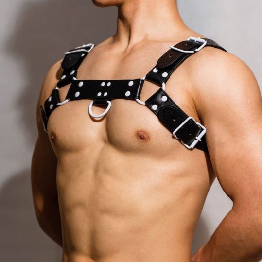 Fetish Harness Oros Black-White – stílusos prémium heveder