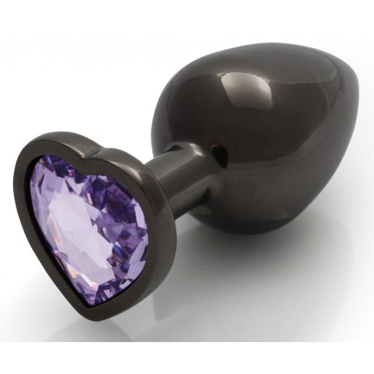 Bijou Heart Gem L – fekete-lila anális kényeztető 8x4 cm