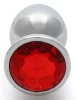 Bijou – ezüst-piros kerek anális gyöngy 8 x 4 cm
