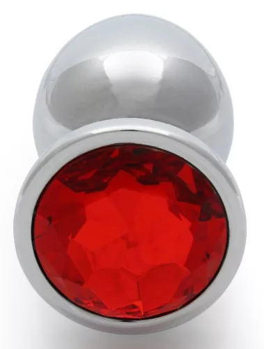 Bijou – ezüst-piros kerek anális gyöngy 8 x 4 cm