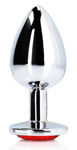Bijou – ezüst-piros kerek anális gyöngy 8 x 4 cm