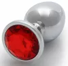 Bijou – ezüst-piros kerek anális gyöngy 8 x 4 cm