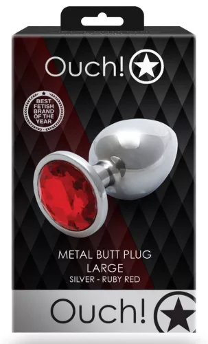 Bijou – ezüst-piros kerek anális gyöngy 8 x 4 cm